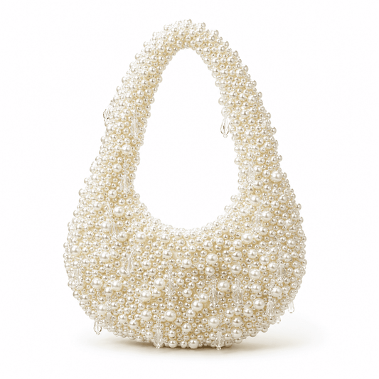 New Luxury Pearl Evening Bag | Handmade Beaded Top Handle Purse - LHMCRAFTS