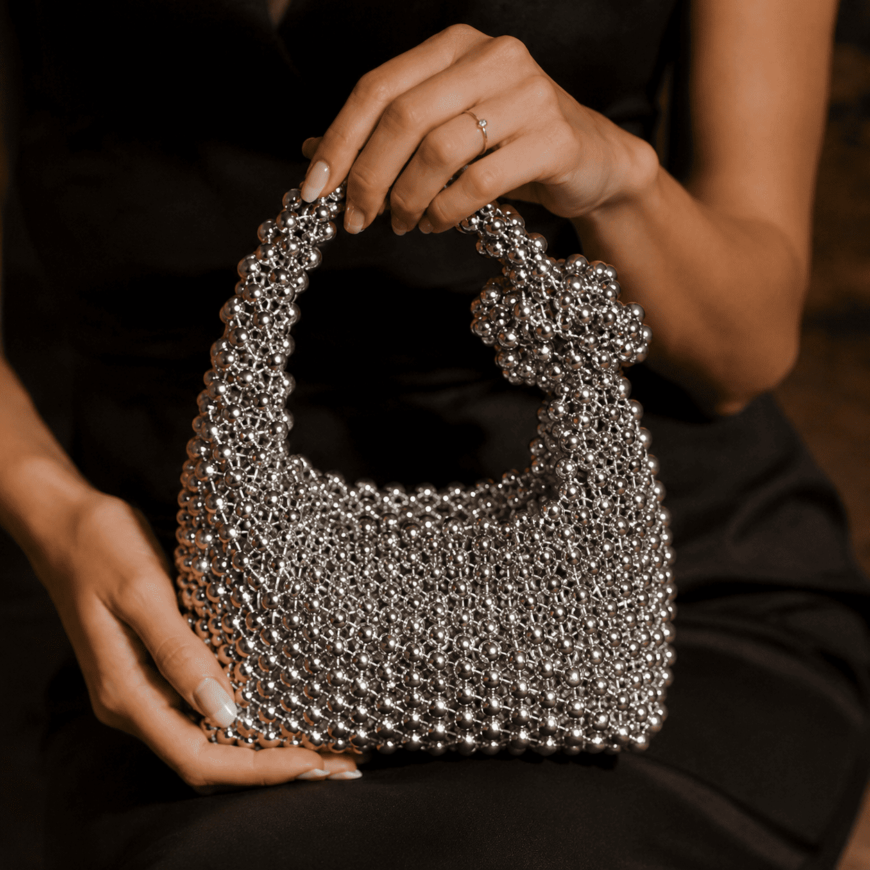 Luxury Pearl Beaded Tote Bag | Elegant Top Handle Purse