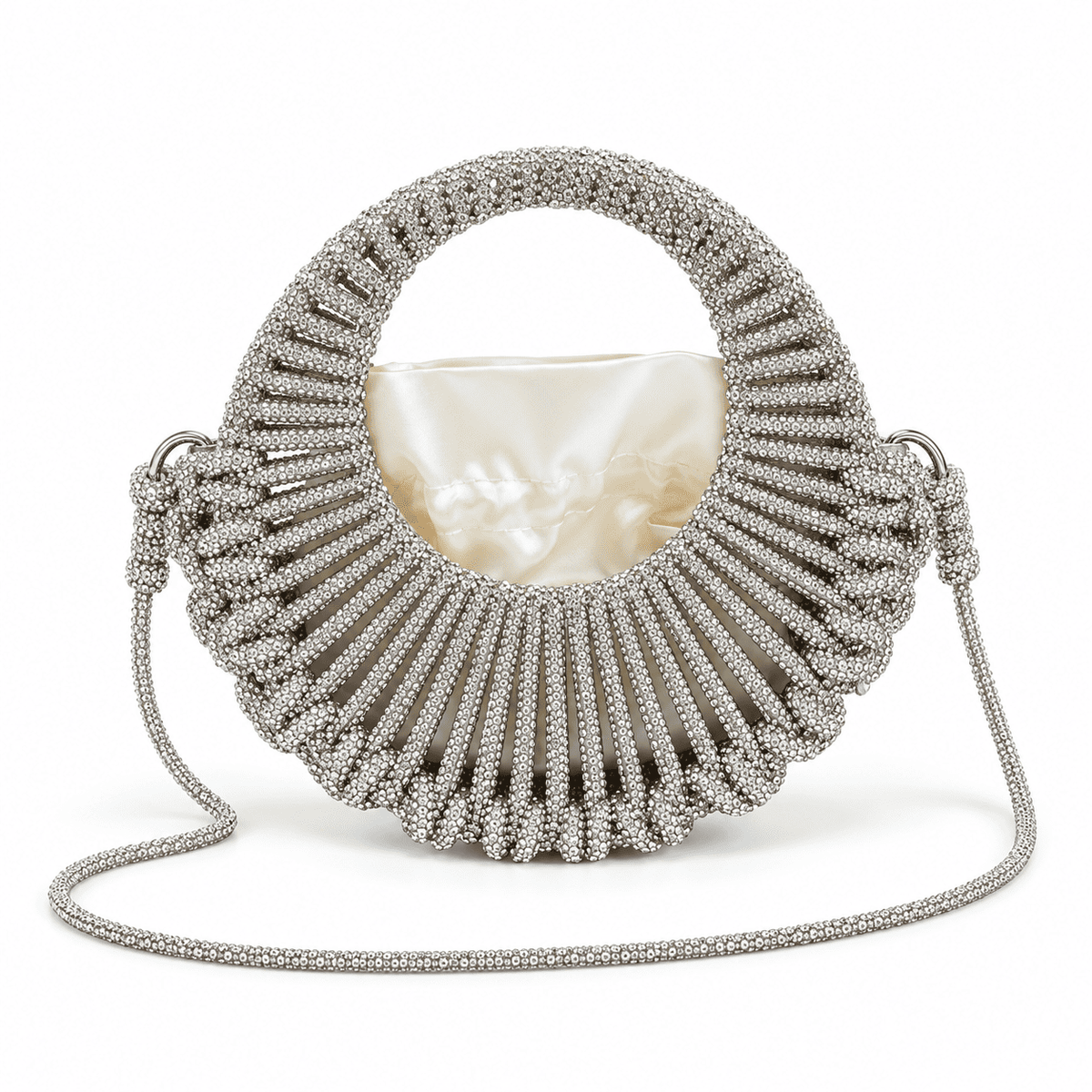 Vintage Silver Rhinestone Evening Bag | Elegant Openwork Clutch