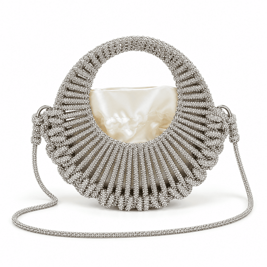 Vintage Silver Rhinestone Evening Bag | Elegant Openwork Clutch